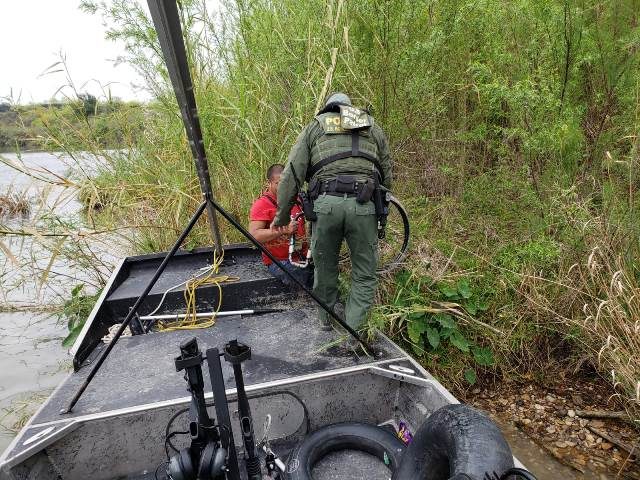 Del Rio Sector Border Patrol agents rescue a double-amputee illegal alien from an island in the middle of the Rio Grande River. (Photo: U.S. Border Patrol/Del Rio Sector)