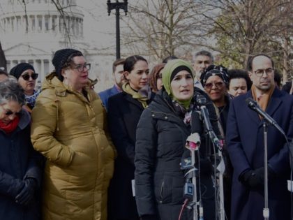 Women's March leader Linda Sarsour led a rally on Wednesday at the steps of the Supreme Court with a large group of other leftist activists and organizations to express “unequivocal solidarity” with Rep. Iliad Omar (D-MN) for her recent remarks deemed anti-semitic.