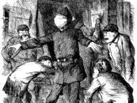 "Blind man's buff": Punch cartoon by John Tenniel (22 September 1888) criticising the police's alleged incompetence. The failure of the police to capture the killer reinforced the attitude held by radicals that the police were inept and mismanaged.