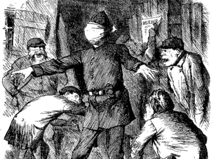 "Blind man's buff": Punch cartoon by John Tenniel (22 September 1888) criticising the police's alleged incompetence. The failure of the police to capture the killer reinforced the attitude held by radicals that the police were inept and mismanaged.