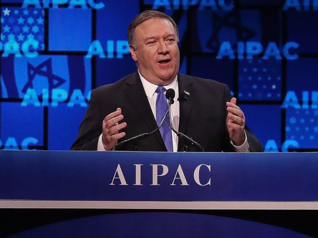 WASHINGTON, DC - MARCH 25: US Secretary of State Mike Pompeo speaks at the annual American