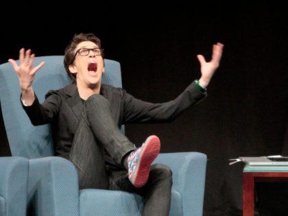 rachel maddow MUNCIE, IN - DECEMBER 02: Rachel Maddow discusses the headlines of the day in Emens Auditorium at Ball State University, Letterman's alma mater, on December 2, 2011 in Muncie, Indiana. (Photo by Ron Hoskins/Getty Images)