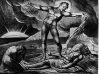 So went Satan forth from the presence of the LORD, and smote Job with sore boils from the sole of his foot to the crown of his head'. 2 Job vii. As envisioned by William Blake (1757 - 1827). Plate 6 from William Blake's 'Illustrations to the Book of Job' …