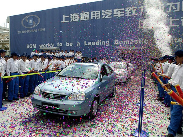 SHANGHAI, CHINA - MAY 28: (CHINA OUT; PHOTOCOME OUT) Buick Excelles are displayed during the opening ceremony of the Jinqiao South Vehicle Plant of Shanghai General Motors Corp. May 28, 2005 in Shanghai, China. The new facility, part of GM's $3 billion investment blueprint with its Chinese partners, is capable …