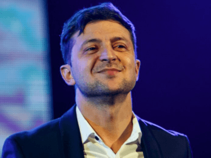 Ukrainian entertainer and presidential candidate Volodymyr Zelenskiy performs on stage in western Ukrainian city of Uzhhorod, on Feb. 9, 2019.