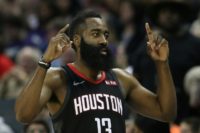 Harden completes set as Rockets trounce Hawks