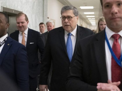 In his first appearance on Capitol Hill since taking office, and amid intense speculation over his review of special counsel Robert Mueller's Russia report, Attorney General William Barr arrives to appears before a House Appropriations subcommittee to make his Justice Department budget request, in Washington, Tuesday, April 9, 2019. (AP …