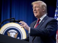 President Donald Trump speaks at an Opportunity Zone conference with state, local, tribal, and community leaders South Court Auditorium of the Eisenhower Executive Office Building, on the White House complex, Wednesday, April 17, 2019, in Washington. (AP Photo/Andrew Harnik)