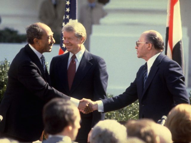 Anwar Sadat Camp David Accords (Ya'akov Sa'ar/GPO via Getty Images)