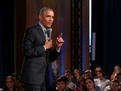 BERLIN, GERMANY - APRIL 06: Former U.S. President Barack Obama speaks to young leaders fro