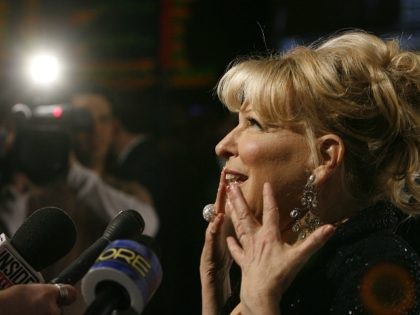 Bette Midler arrives at a party following her premiere performance "The Showgirl Must Go On" at Caesar's Palace hotel and casino in Las Vegas on Wednesday, Feb. 20, 2008. (AP Photo/Isaac Brekken)