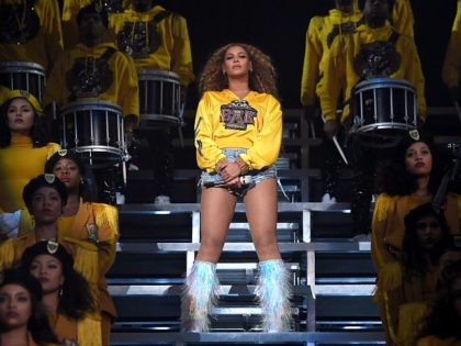 INDIO, CA - APRIL 14: Beyonce Knowles performs onstage during 2018 Coachella Valley Music And Arts Festival Weekend 1 at the Empire Polo Field on April 14, 2018 in Indio, California. (Photo by Larry Busacca/Getty Images for Coachella )