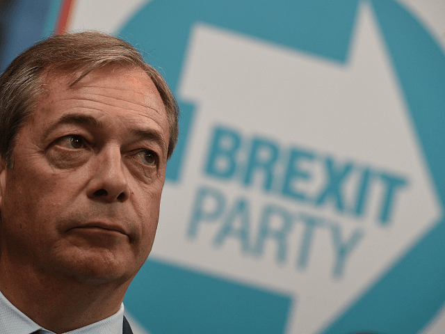 British politician and The Brexit Party leader, Nigel Farage attends the launch of The Brexit Party's European Parliament election campaign in Coventry, central England on April 12, 2019. - UK nationalist Nigel Farage launched his Brexit Party's campaign for the European Parliament elections -- a vote Britain was never meant …