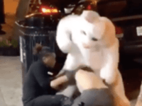 A battle on the streets of Orlando, Florida, was busted up Sunday due to a man in an Easter Bunny costume.