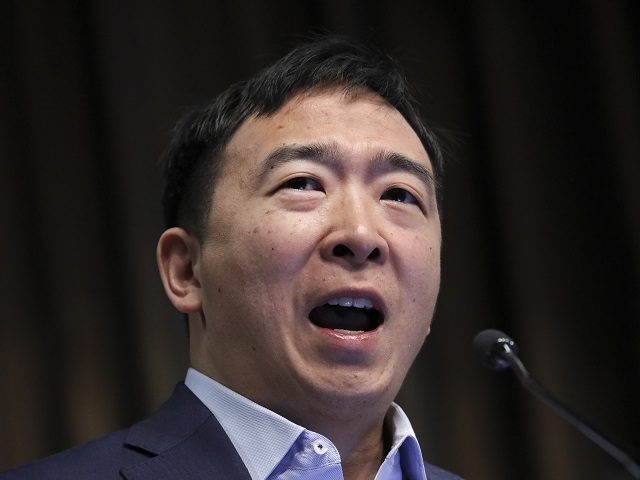 NEW YORK, NY - APRIL 3: Entrepreneur and Democratic presidential candidate Andrew Yang speaks at the National Action Network's annual convention, April 3, 2019 in New York City. A dozen 2020 Democratic presidential candidates will speak at the organization's convention this week. Founded by Rev. Al Sharpton in 1991, the …