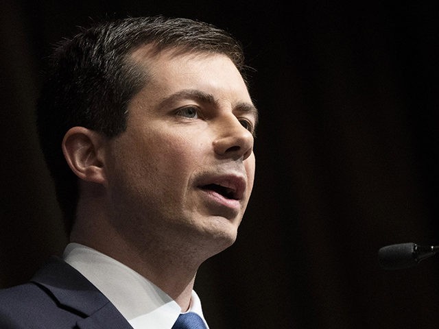 Democratic Presidential candidate Pete Buttigieg speaks during a gathering of the National