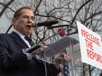 US Democratic Representative from New York Jerry Nadler addresses a demonstration near the