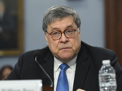 US Attorney General William Barr testifies during a US House Commerce, Justice, Science, a