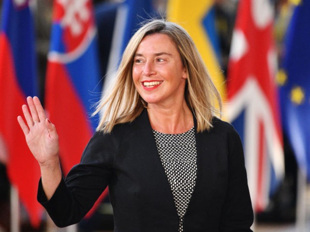 BRUSSELS, BELGIUM - APRIL 10: EU's High representative for foreign affairs and security policy Federica Mogherini arrives ahead of a European Council meeting on Brexit at The Europa Building at The European Parliament on April 10, 2019 in Brussels, Belgium.Theresa May formally presents her case to the European Union for …