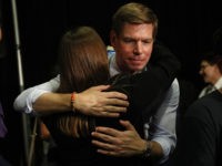 SUNRISE, FLORIDA - APRIL 09: Rep. Eric Swalwell (D-CA), who announced that he is running for president in 2020, greets people during a gun violence town hall at the BB&T Center on April 09, 2019 in Sunrise, Florida. Rep. Swalwell held the town hall not far from Marjory Stoneman Douglas …