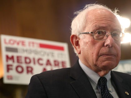 WASHINGTON, DC - APRIL 10: Sen. Bernie Sanders (I-VT) speaks while introducing health care legislation titled the "Medicare for All Act of 2019", during a news conference on Capitol Hill, on April 9, 2019 in Washington, DC. (Photo by Mark Wilson/Getty Images)