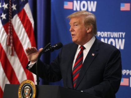 WASHINGTON, DC - APRIL 17: U.S. President Donald Trump speaks during an Opportunity Zone c