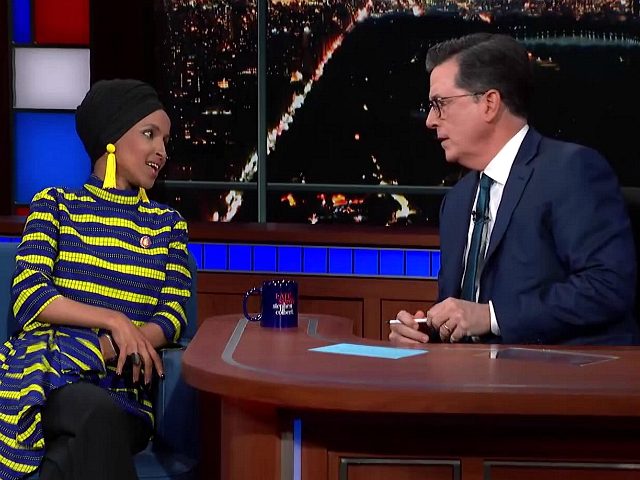 Ilhan Omar and Stephen Colbert