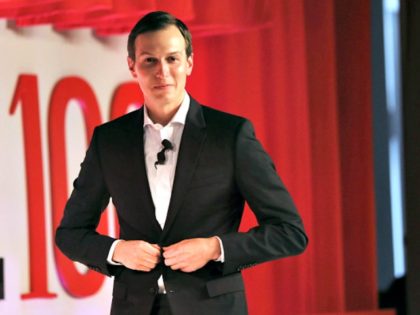 NEW YORK, NEW YORK - APRIL 23: Senior advisor to the President of the United States, Jared Kushner, stands on stage at the TIME 100 Summit on April 23, 2019 in New York City. The day-long TIME 100 Summit showcases the annual TIME 100 list of the most influential people …