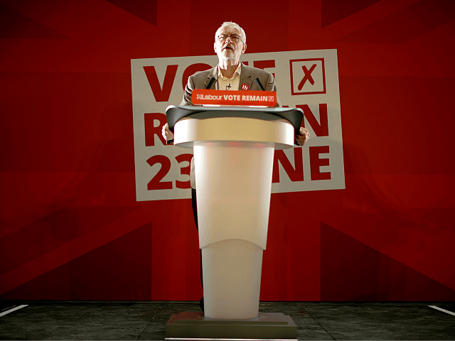 MANCHESTER, UNITED KINGDOM - JUNE 21: Labour Leader Jeremy Corbyn addresses an audience at the People's History Museum and sets out the reasons why Labour is voting remain, in the referendum on June 21, 2016 in Manchester, England. In the final few days of the EU referendum Jeremy Corbyn, Kate …