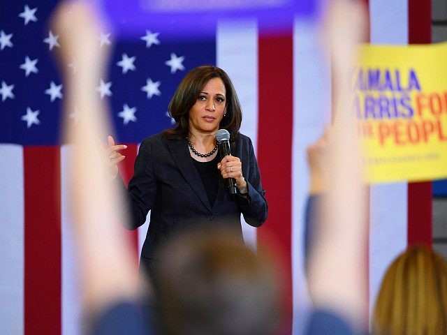 NORTH LAS VEGAS, NEVADA - MARCH 01: U.S. Sen. Kamala Harris (D-CA) speaks during a town hall meeting at Canyon Springs High School on March 1, 2019 in North Las Vegas, Nevada. Harris is campaigning for the 2020 Democratic nomination for president. (Photo by Ethan Miller/Getty Images)