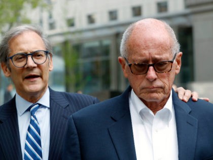 Former Rochester Drug Co-Operative CEO Laurence Doud III, right, leaves US. District Court in Manhattan with his attorney Robert C. Gottlieb, Tuesday, April 23, 2019, in New York. The former head of a drug distributor has been indicted on what federal prosecutors say are the first-ever criminal charges against a …