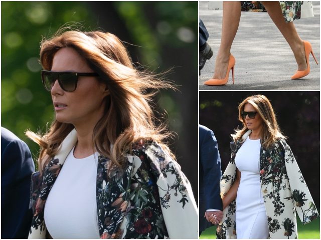 Fashion Notes: Melania Trump Blossoms in Floral Coat, Sherbet Stilettos