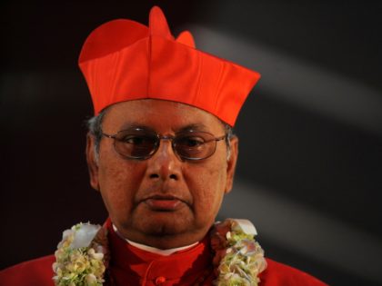 Sri Lanka's newly appointed Cardinal of the Roman Catholic Church, Father Malcolm Ranjith, arrives at the felicitation ceremony in Colombo on December 6, 2010. Christians account for about 7.5 percent of Sri Lanka's 20 million people. AFP PHOTO/Ishara S. KODIKARA (Photo credit should read Ishara S.KODIKARA/AFP/Getty Images)