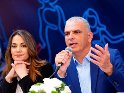 Israeli Minister of Finance Moshe Kahlon and leader of the Israeli 'Kulanu' party gives a press conference in the Israeli city of Tel Aviv on February 13, 2019. (Photo by JACK GUEZ / AFP) (Photo credit should read JACK GUEZ/AFP/Getty Images)