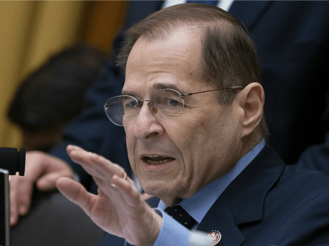House Judiciary Committee Chairman Jerrold Nadler (Democrat-New York) gestures during questioning of acting Attorney General Matthew Whitaker on Capitol Hill in Washington, DC, on February 8, 2019. (AP Photo/J. Scott Applewhite)
