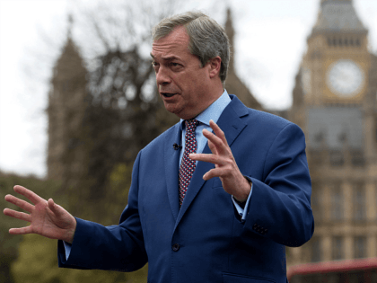 LONDON, ENGLAND - MARCH 29: Nigel Farage speaks to the media outside the Houses of Parliament on March 29, 2017 in London, England. Today British Prime Minister Theresa May addresses the Houses of Parliament as Article 50 is triggered and the process that takes Britain out of the European Union …