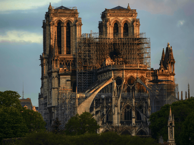 PARIS, FRANCE - APRIL 17: Notre-Dame Cathedral at sunrise following a major fire on Monday