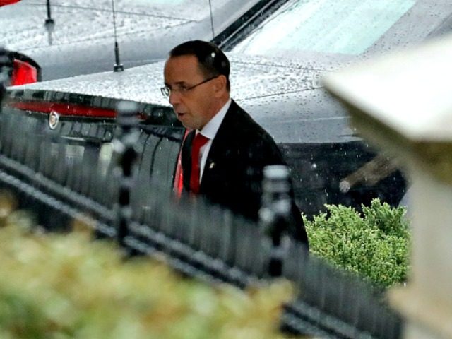 WASHINGTON, DC - MARCH 21: Deputy Attorney General Rod Rosenstein arrives for a meeting at