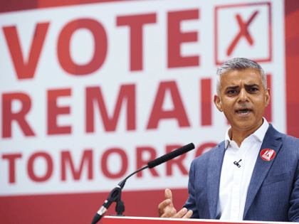 London Mayor Sadiq Khan speaks at a rally in favour of remaining in the EU in central london on June 22, 2016. European leaders warned Britain that a decision to leave the EU was irreversible, as the rival camps made a last-ditch push for votes on the eve of a …