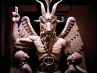The Satanic Temple’s bronze Baphomet. Photograph: The Satanic Temple/AP