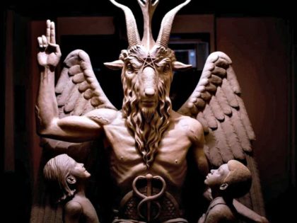 The Satanic Temple’s bronze Baphomet. Photograph: The Satanic Temple/AP