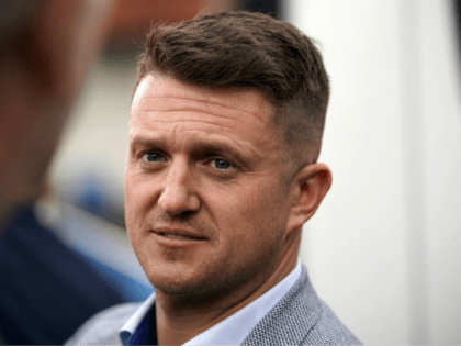 WYTHENSHAWE, ENGLAND - APRIL 25: British far-right activist and pundit, Tommy Robinson (real name Stephen Yaxley-Lennon) speaks to supporters as he launches his election campaign for the forthcoming European Elections, where he will standing for the North West seat as an independent, on April 25, 2019 in Wythenshawe, England. (Photo …