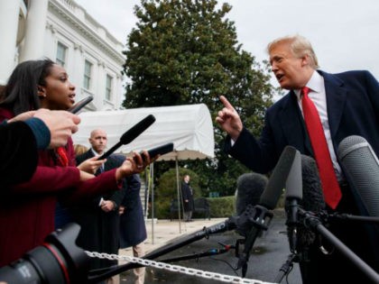 CNN journalist Abby Phillip asks President Donald Trump a question as he speaks with repor