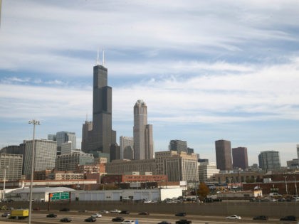 The Willis Tower (formerly Sears Tower) rises above the city's skyline on November 8, 2013