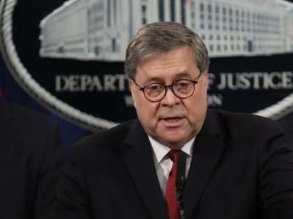 U.S. Attorney General William Barr speaks during a press conference on the release of the redacted version of the Mueller report at the Department of Justice April 18, 2019 in Washington, DC. Members of Congress are expected to receive copies of the report later this morning with the report being …