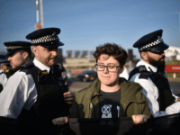 LONDON, ENGLAND - APRIL 19: Climate protestors hold a demo outside Heathrow Airport on April 19, 2019 in London, England. The climate change activism group, Extinction Rebellion, said they planned to shut down Heathrow airport. (Photo by Peter Summers/Getty Images)