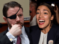 Dan Crenshaw (L), Alexandria Ocasio-Cortez (R)