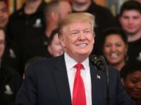 President Donald Trump speaks at a Wounded Warrior Project Soldier Ride event in the East Room of the White House, Thursday, April 18, 2019, in Washington. (AP Photo/Andrew Harnik)