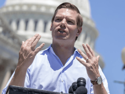 Rep. Eric Swalwell, D-Calif., speaks at a news conference on Capitol Hill on July 10, 2018.