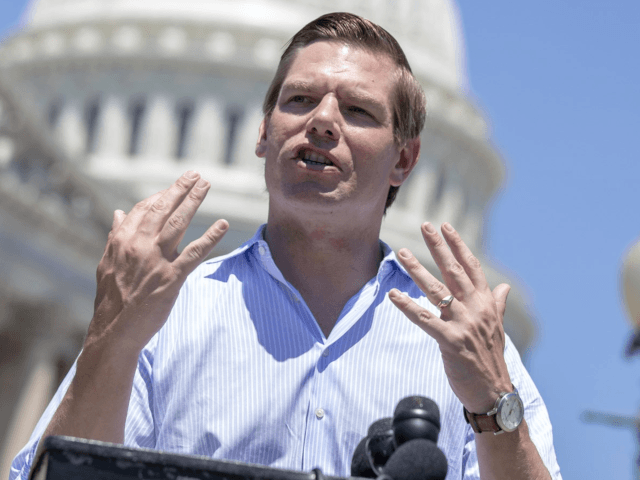 Rep. Eric Swalwell, D-Calif., speaks at a news conference on Capitol Hill on July 10, 2018